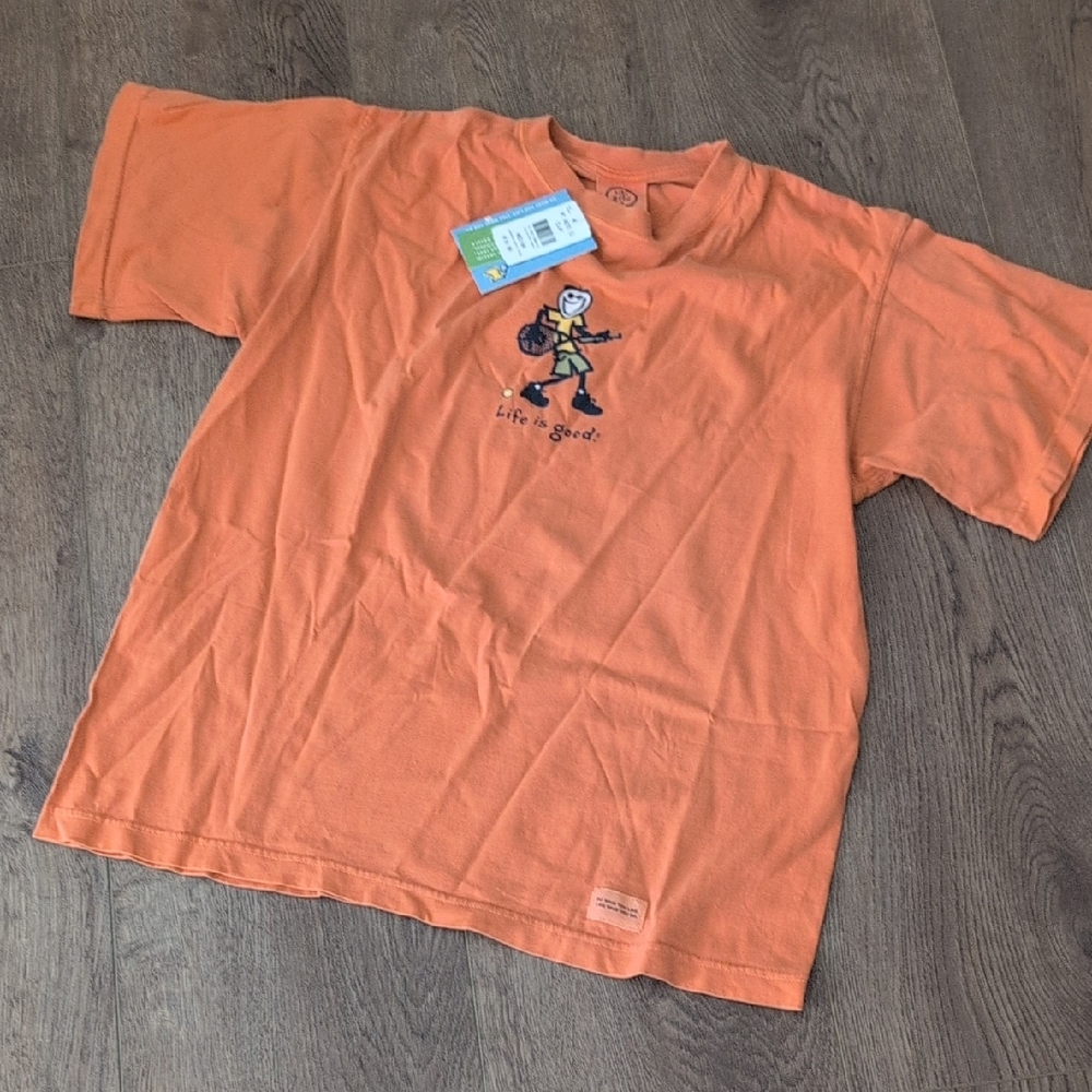 Mens Orange 'Life is Good' Tennis Graphic Tee